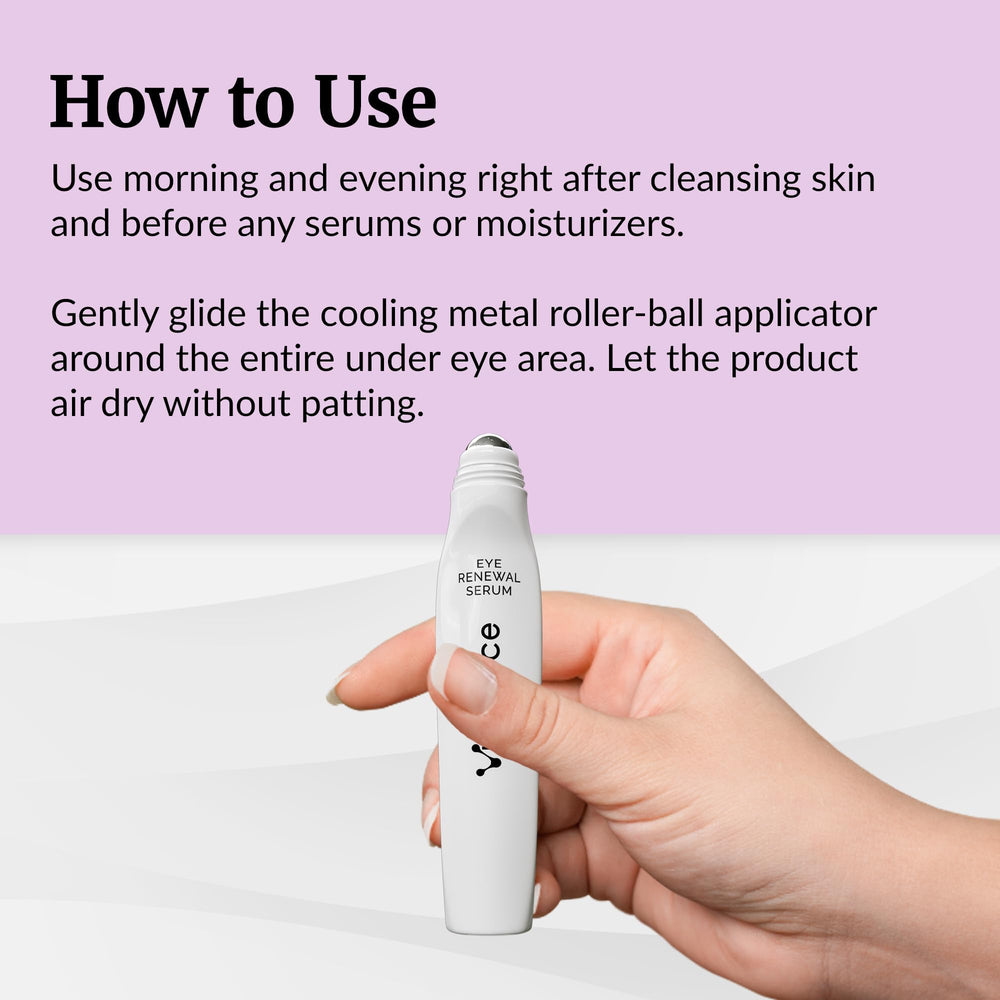 Vibriance Eye Renewal Serum roll-on applicator for a refreshing massage and puffiness relief