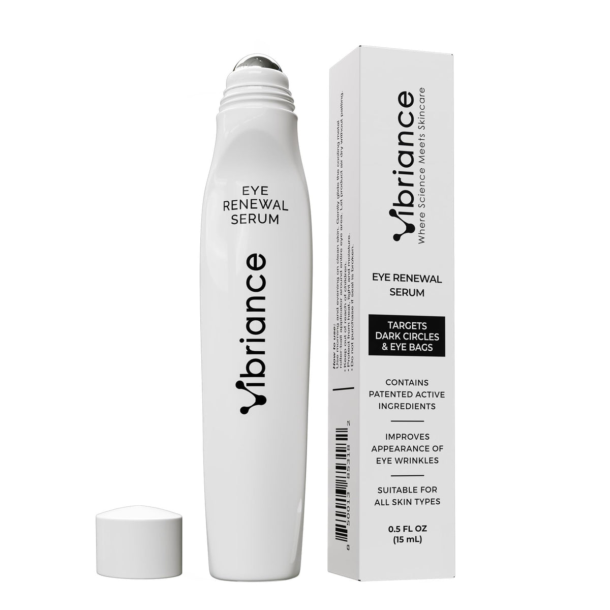 Vibriance Eye Renewal Serum tube application delivering cooling under-eye care