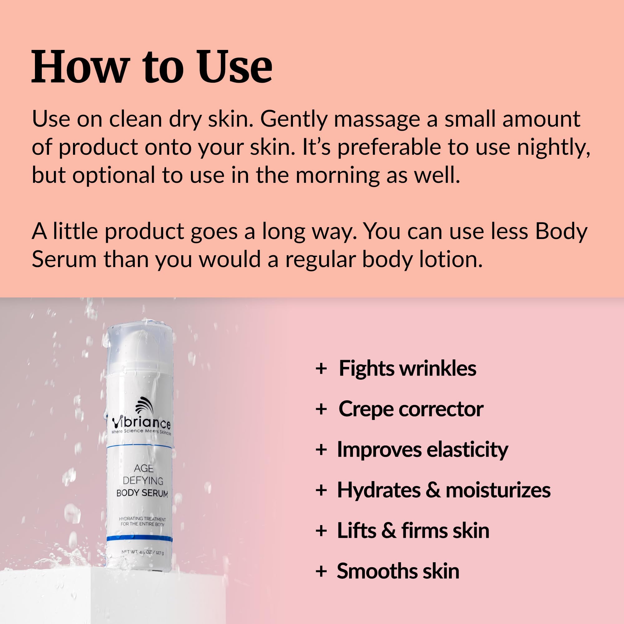 Vibriance Hyaluronic Acid Serum texture on skin highlights deep hydration benefits.
