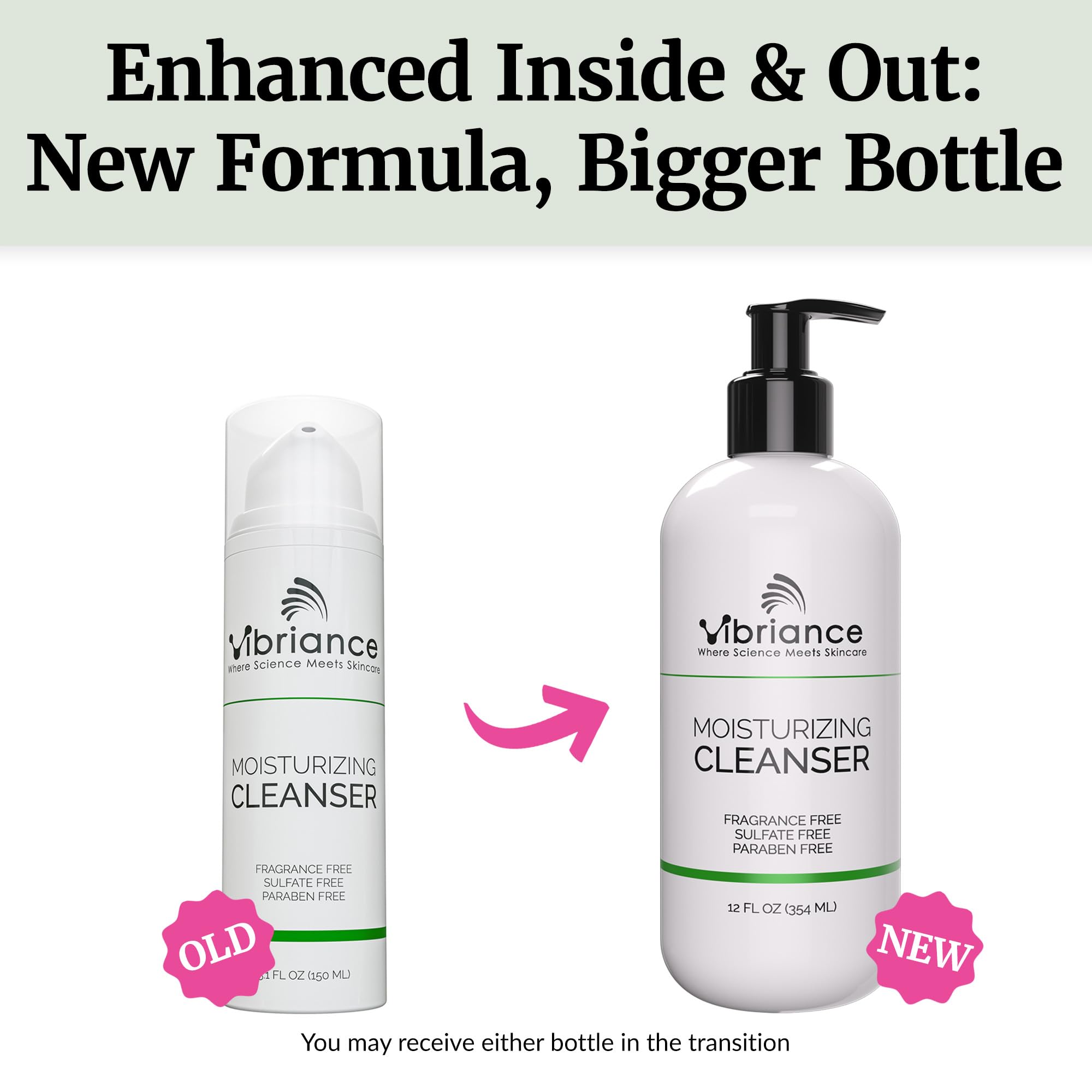 Vibriance Cleanser pour shows easy dosing for balanced cleansing and hydration