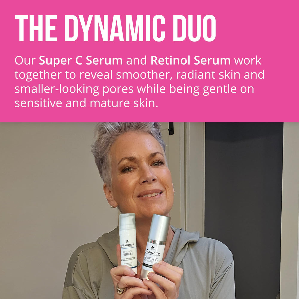 Vibriance Super C Penetrating Vitamin C Serum application for brighter, firmer-looking skin.