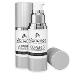 Vibriance Super C Serum bottle on vanity promoting daily hydration