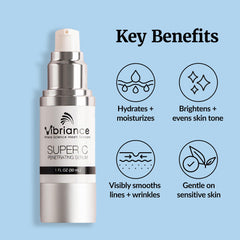Vibriance Super C Serum pump dispenser enables quick, tidy morning routine.