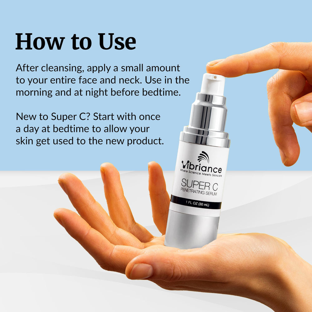 Vibriance Super C Serum packaging box highlights value in a triple-pack.