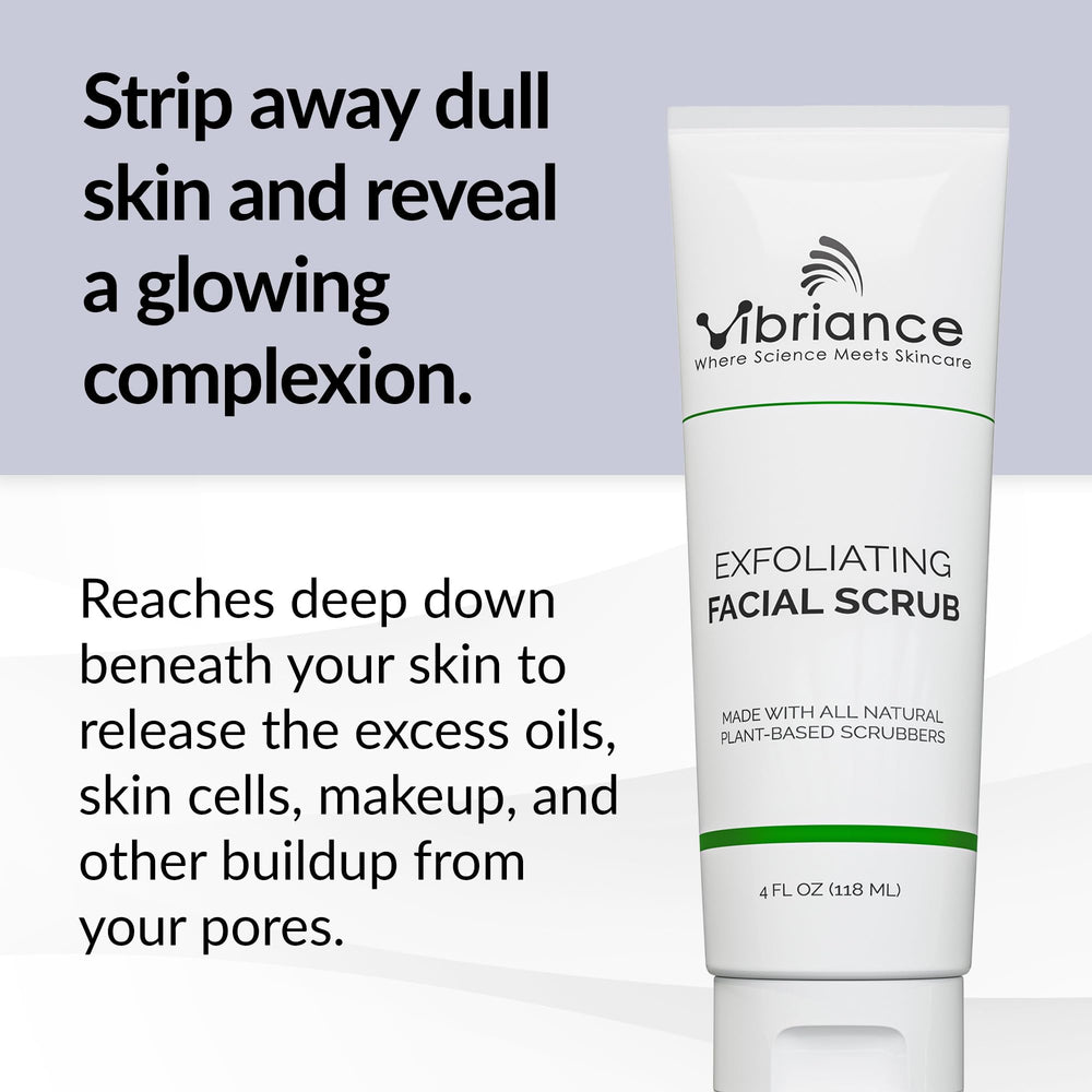 Vibriance Ultra-Gentle Face Scrub being poured, hydrating coconut oil in action