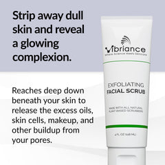 Vibriance Ultra-Gentle Face Scrub being poured, hydrating coconut oil in action