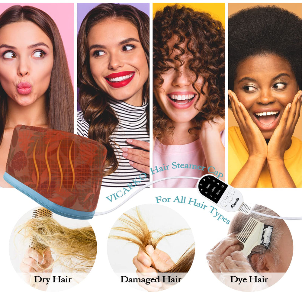 VICARKO hair steamer display panel shows precise temperature control