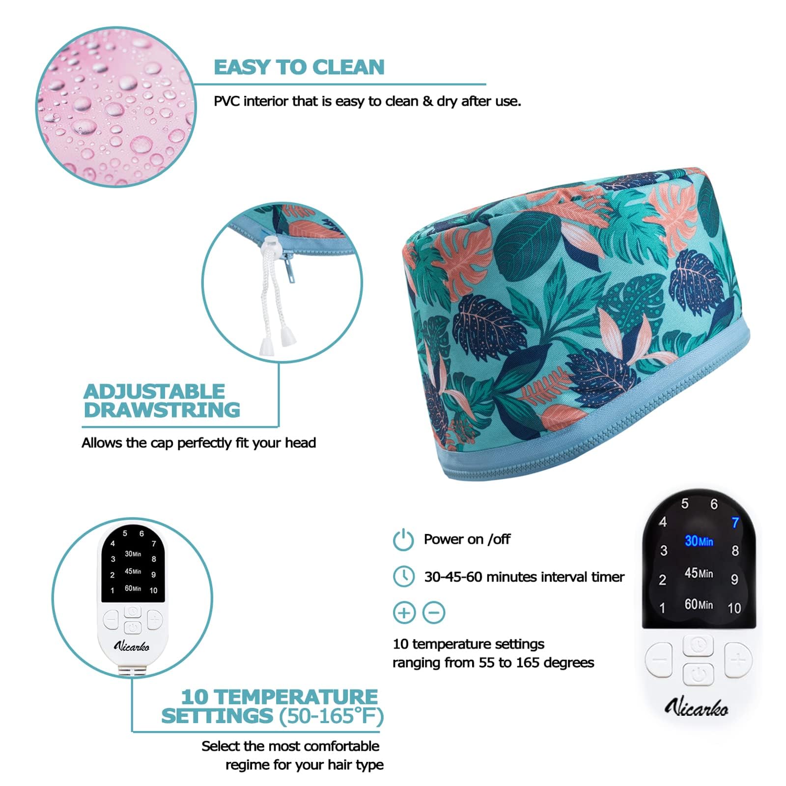 VICARKO hair steamer ten settings timer offers customizable scheduling
