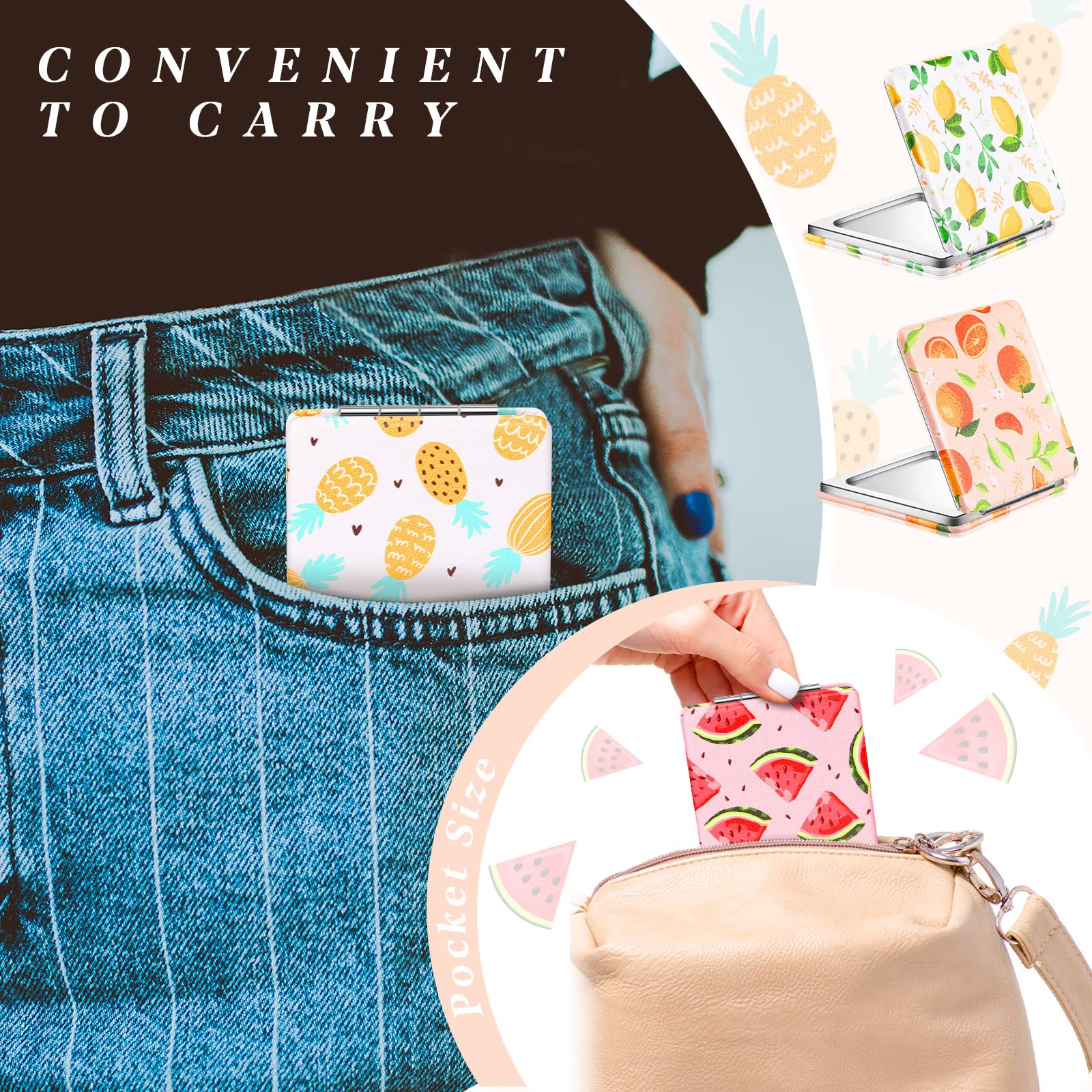 Vicenpal PU leather cover keeps the mirror protected in a purse