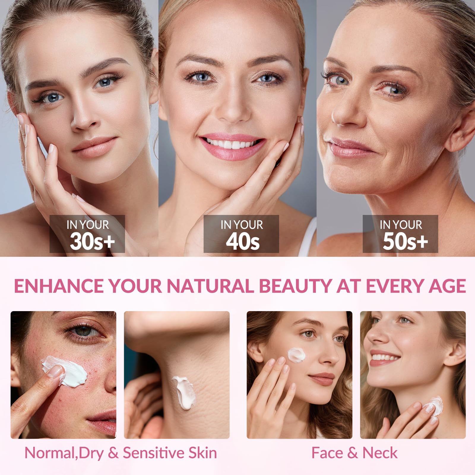 VicGFHS face-neck care swirl demonstrates versatile dual-use formula.
