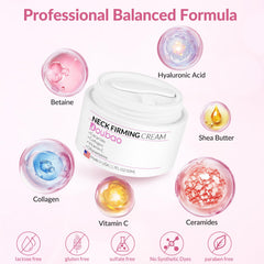 VicGFHS neck cream tub lid open showcases premium formula for all-day moisture.