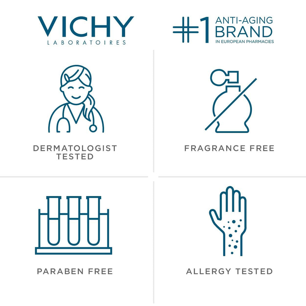 VICHY bottle label detail highlighting mineral-rich formulation and ingredient clarity