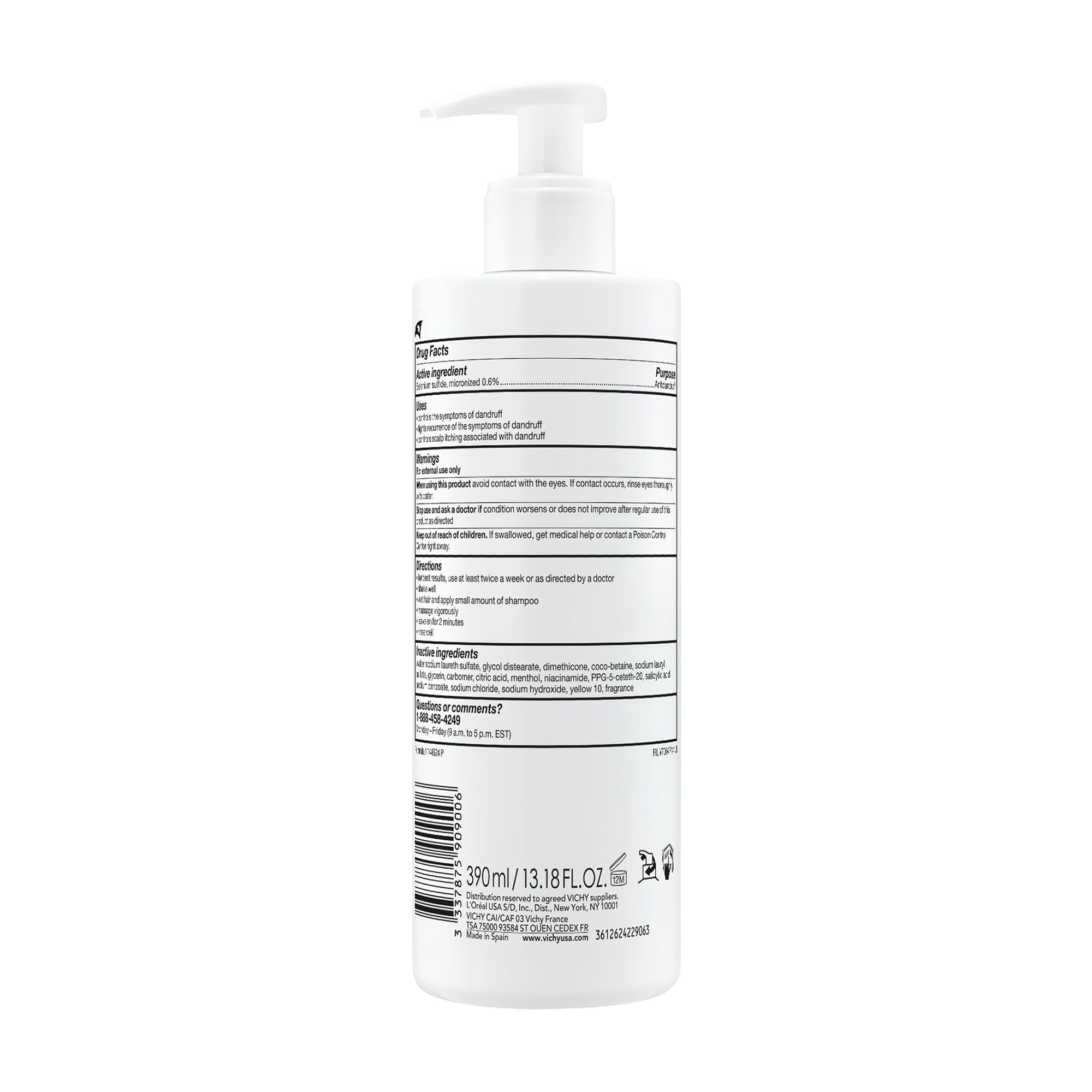 VICHY shampoo applied on wet hair demonstrating targeted scalp treatment benefit