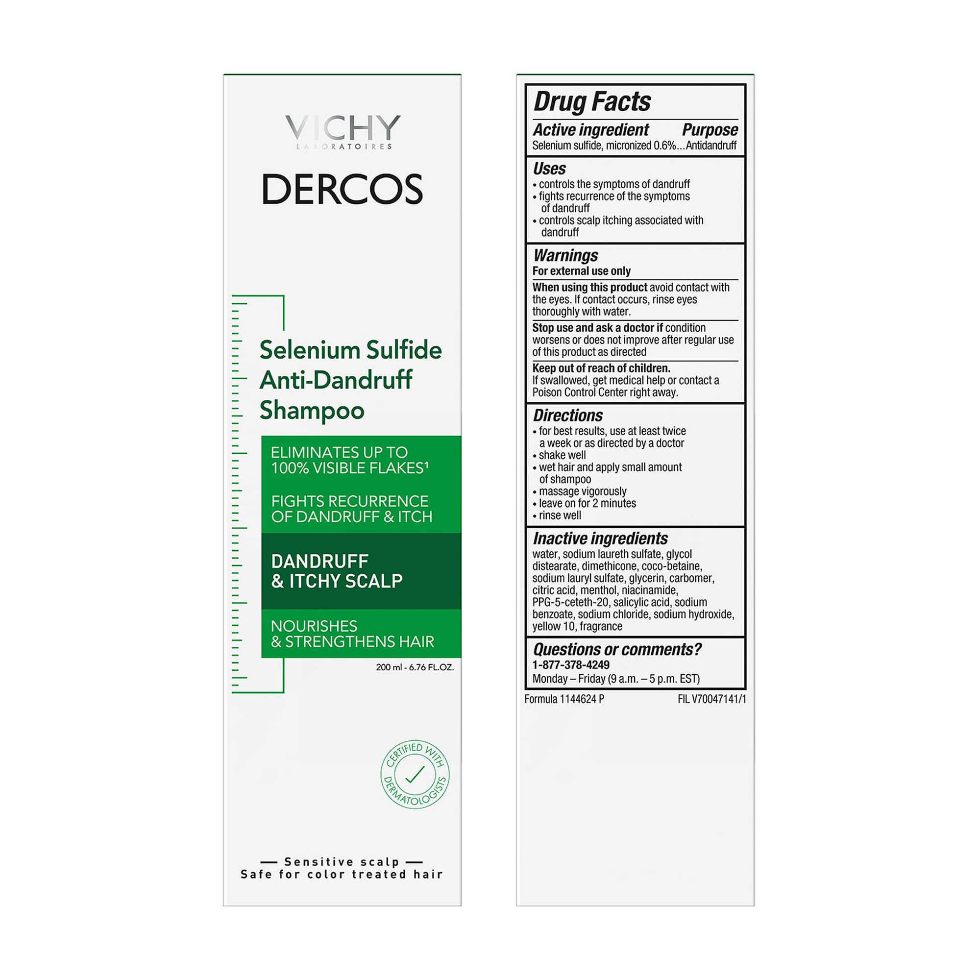 Vichy Dercos bottle staged on bathroom shelf suggesting daily haircare routine