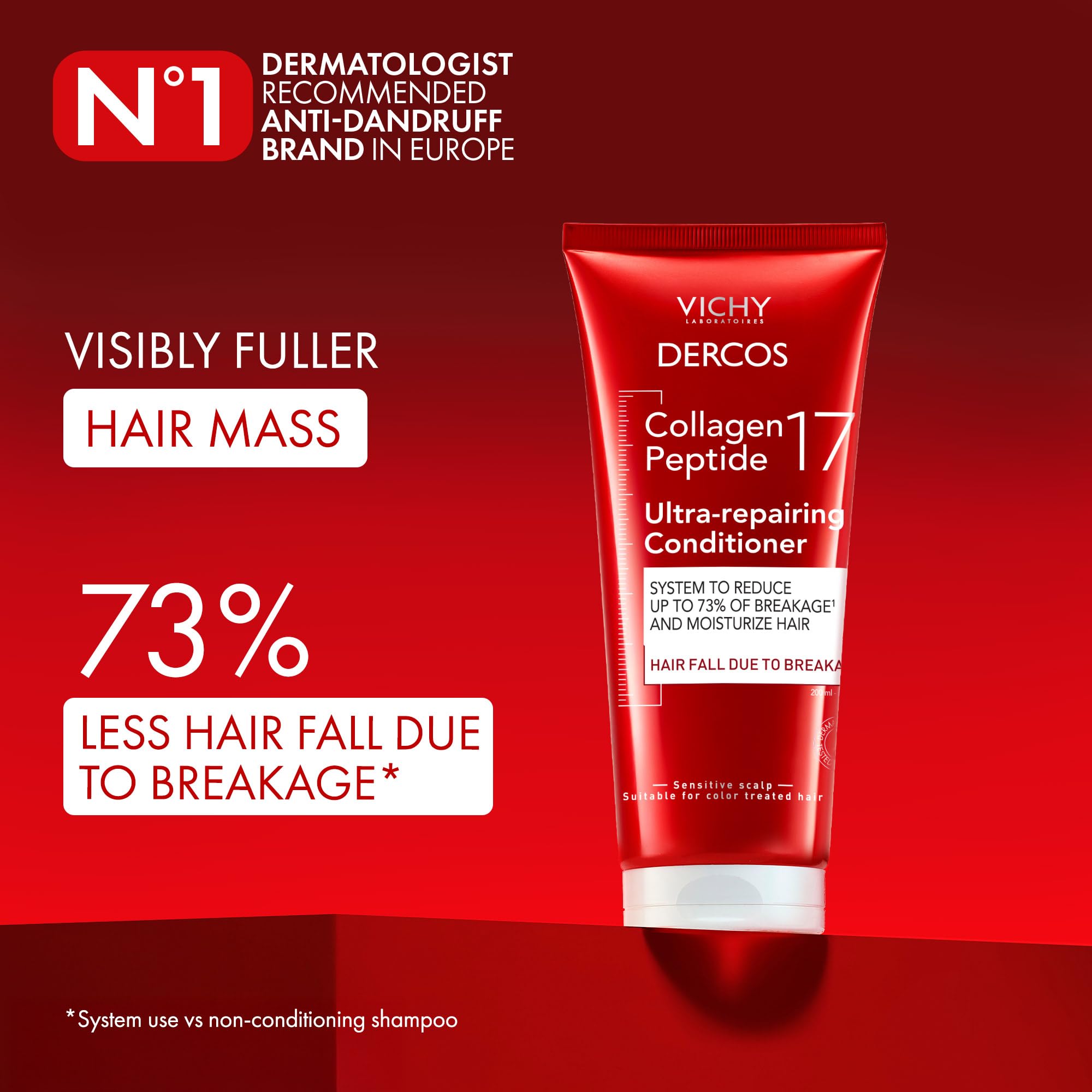 VICHY Dercos label detail highlighting collagen peptide ingredients
