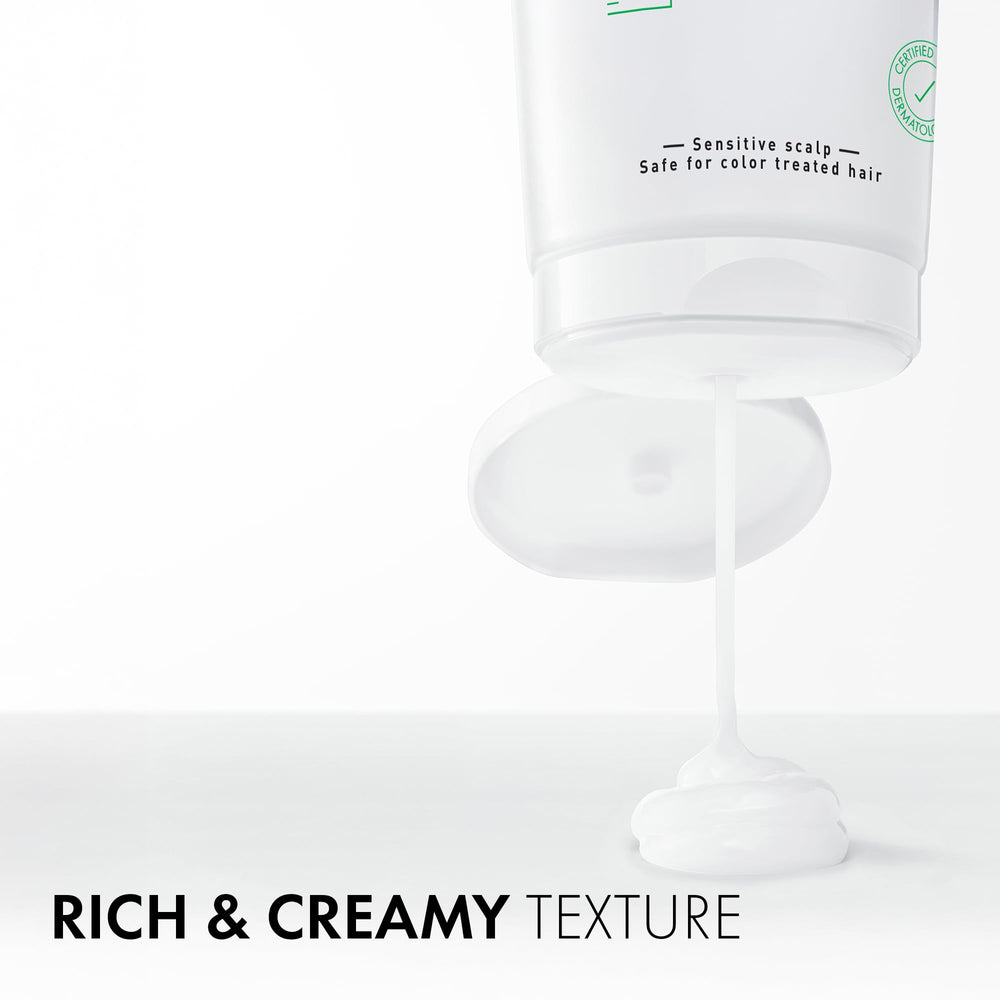 VICHY Dercos in bathroom routine with person applying for scalp comfort and manageability