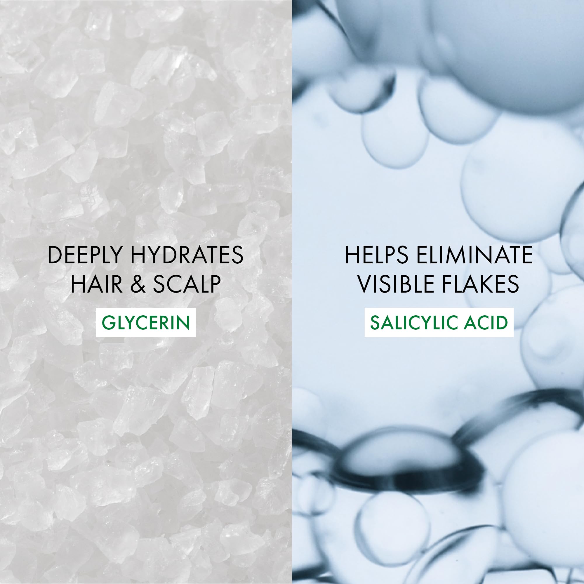 VICHY Dercos ingredients panel featuring salicylic acid and glycerin for targeted care
