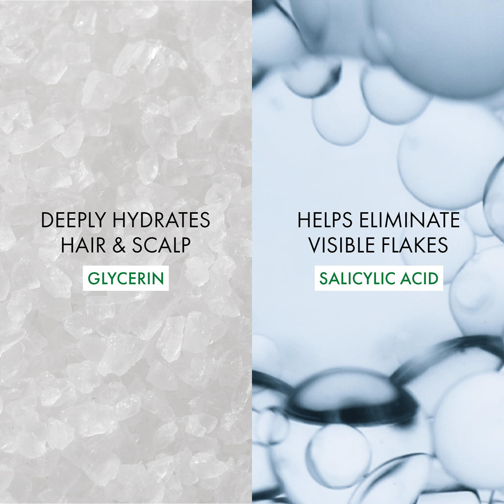 VICHY Dercos ingredients panel featuring salicylic acid and glycerin for targeted care