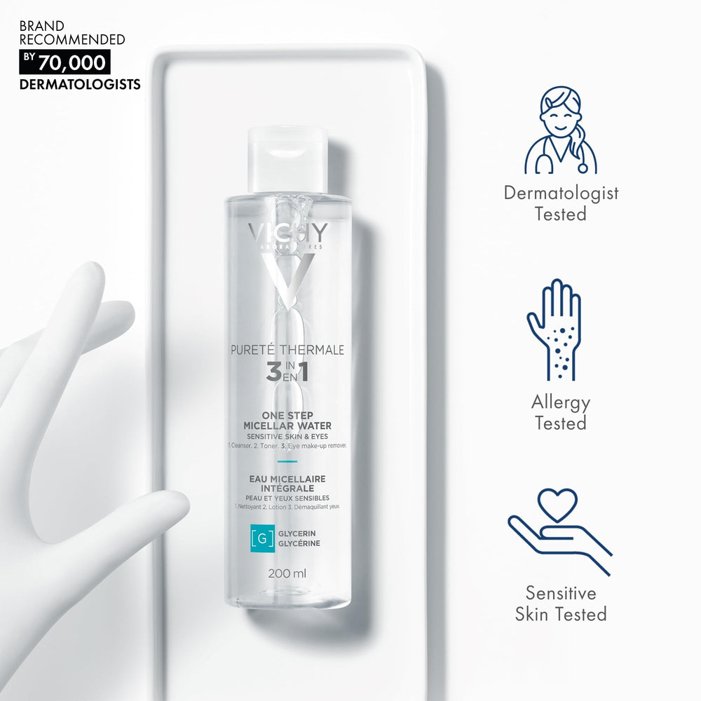 Vichy removing eye makeup gently with minimized irritation