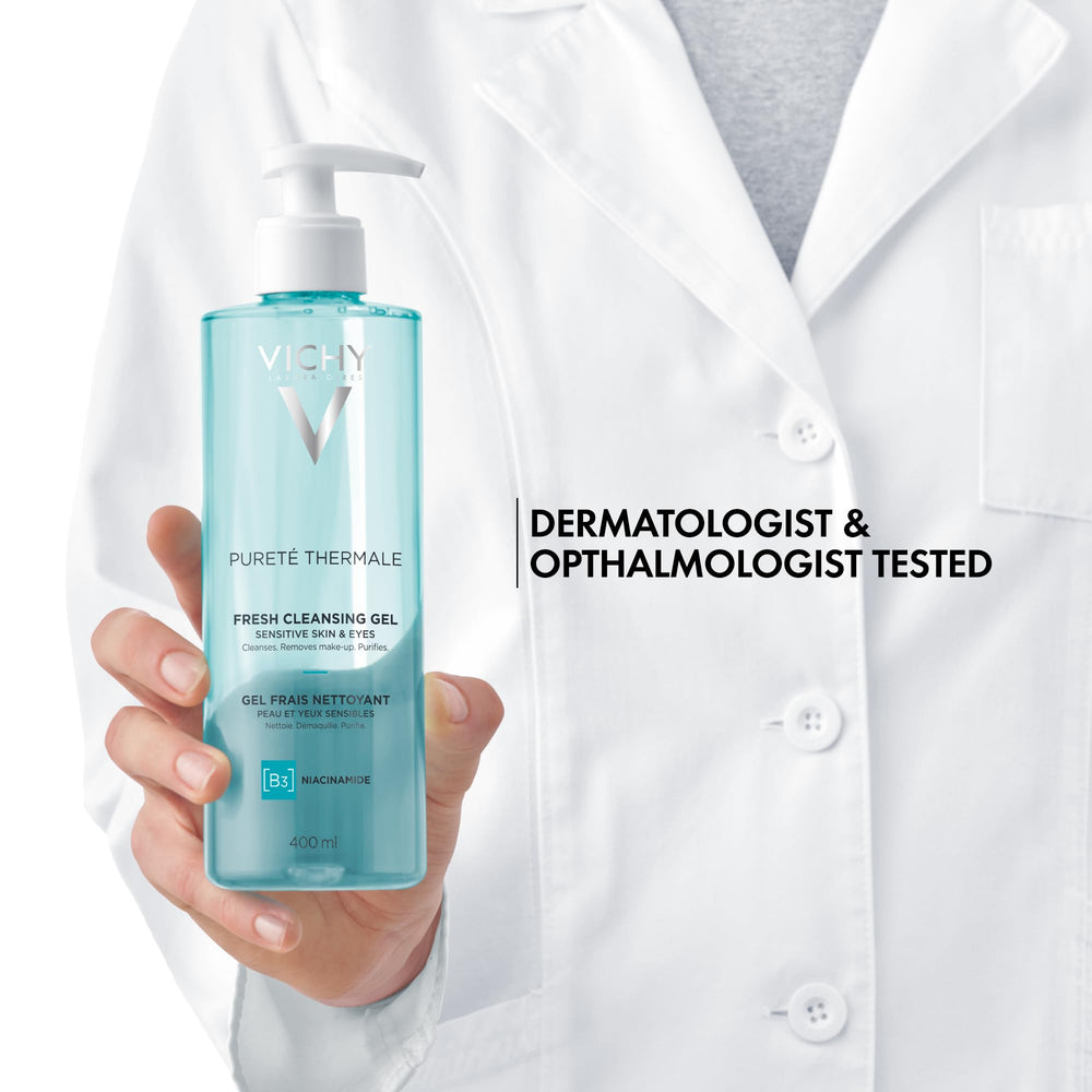 VICHY gel texture close-up displaying smooth consistency for gentle effective cleansing