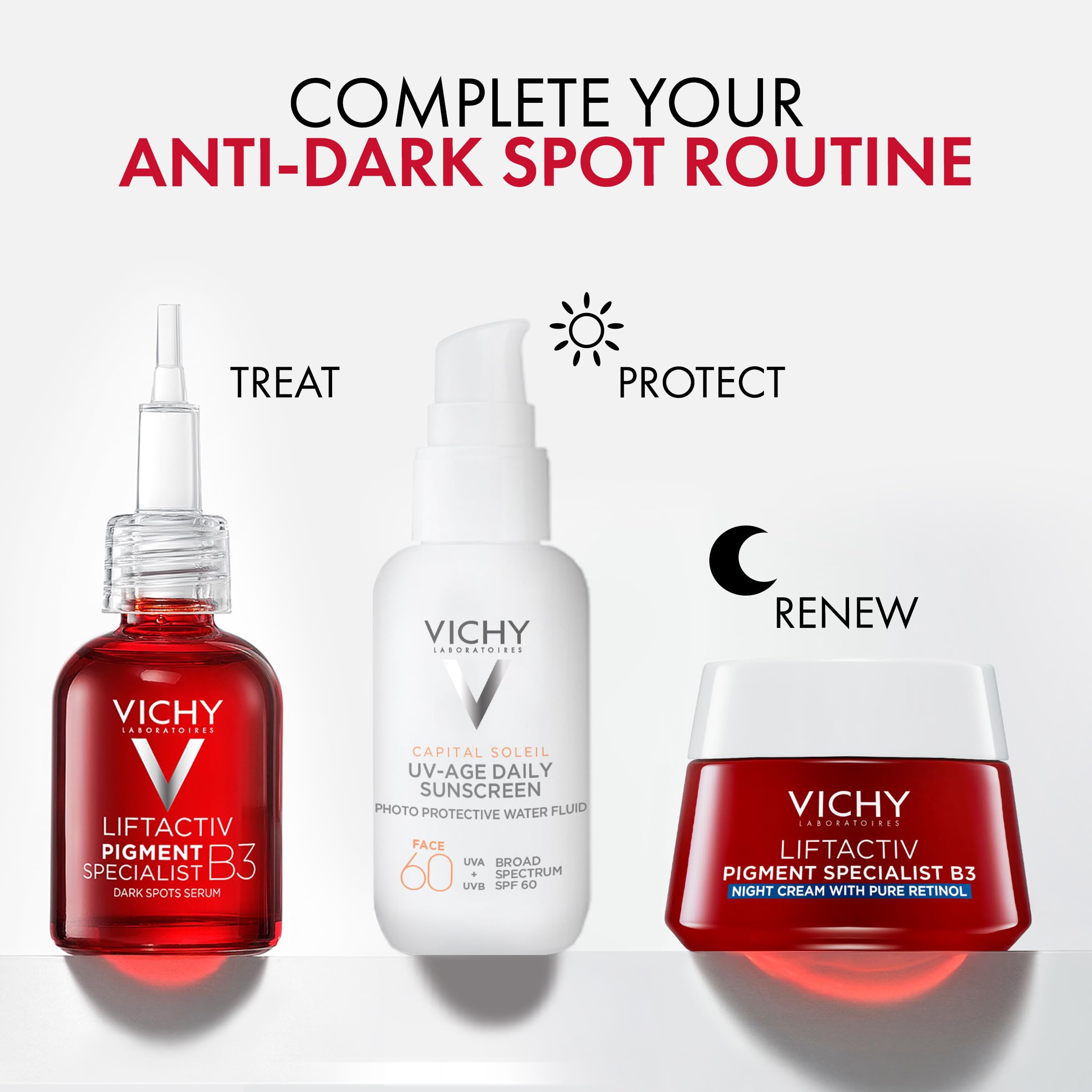 VICHY applying serum to cheek for targeted dark spot care
