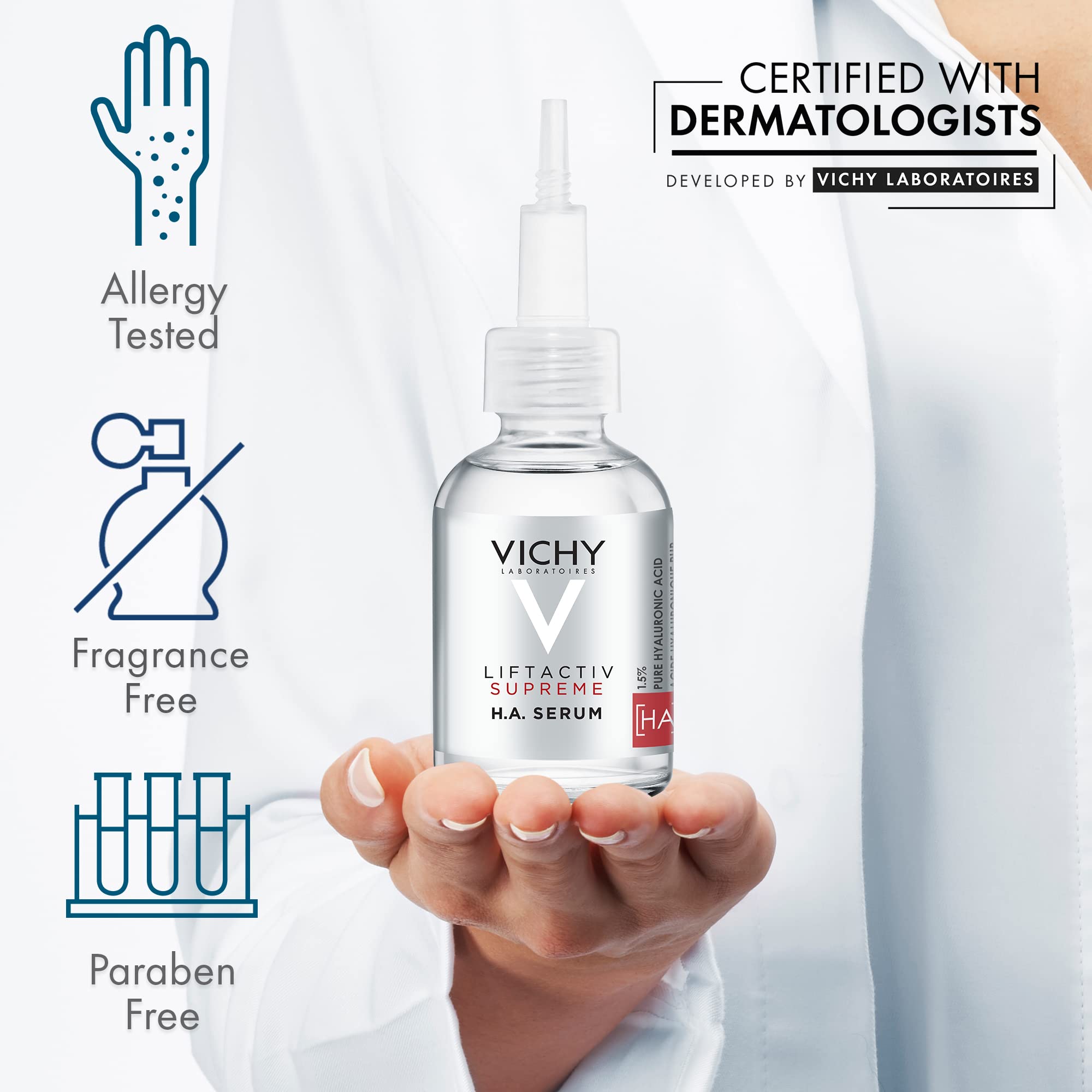 VICHY volcanic water label detail showing mineral-rich protection benefit