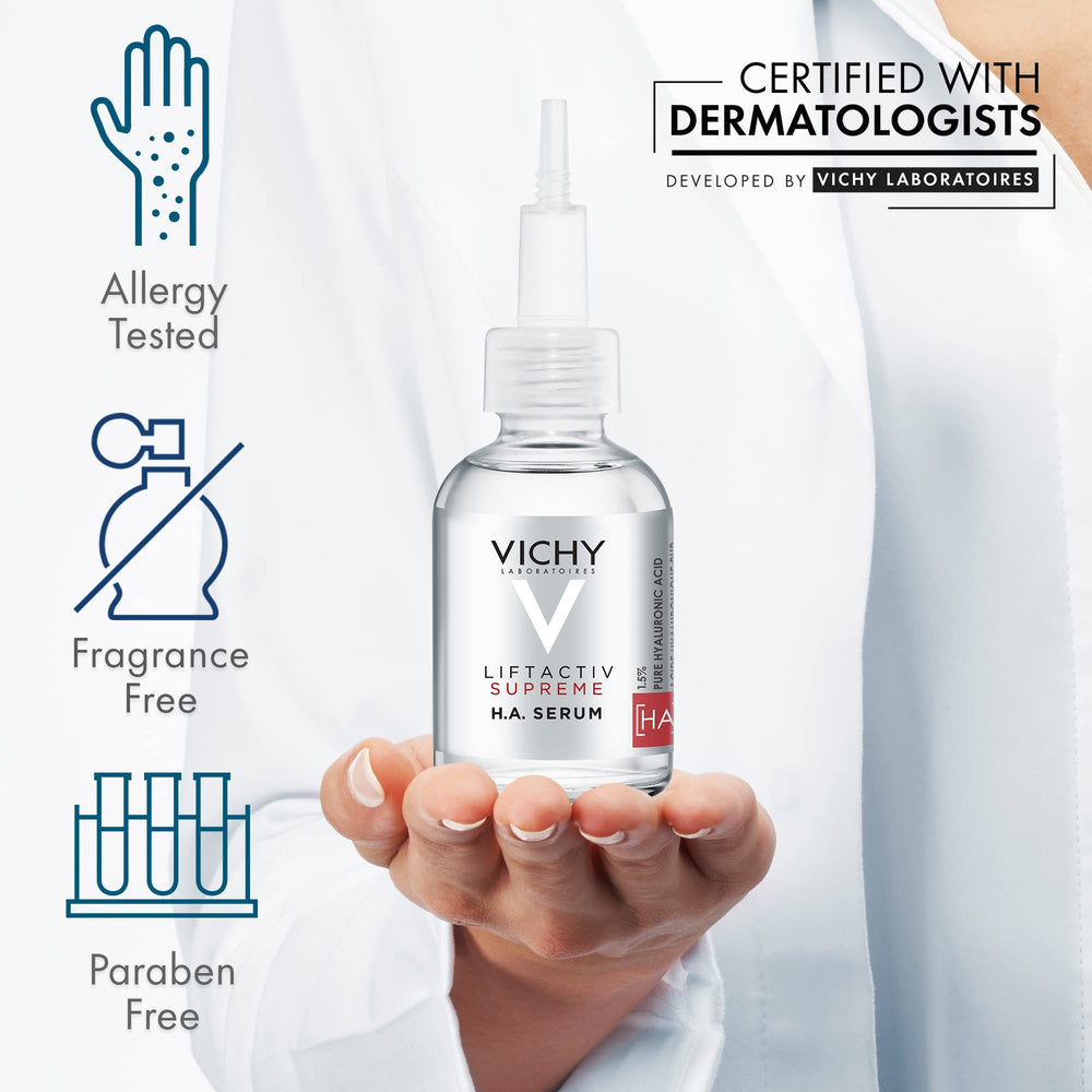 VICHY volcanic water label detail showing mineral-rich protection benefit