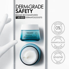 VICHY cream applied to back of hand demonstrating fast absorption and dewy hydration