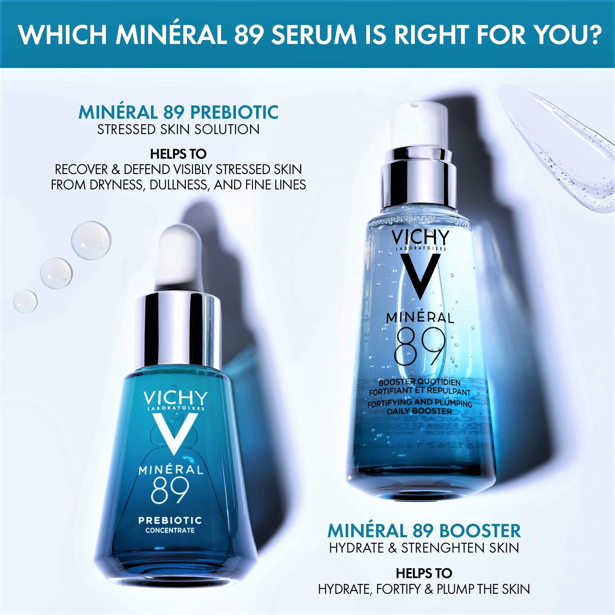 VICHY Minéral 89 with ruler for size and scale to show bottle capacity and travel-friendly benefits