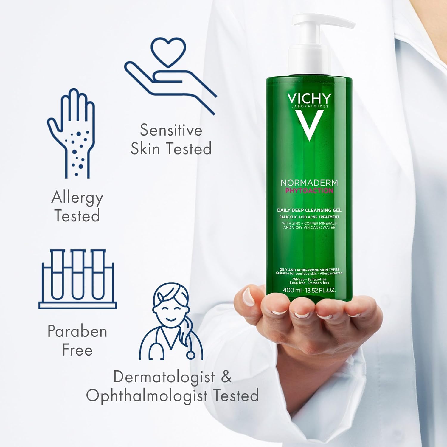 VICHY Normaderm bottle label detail showing active ingredient list