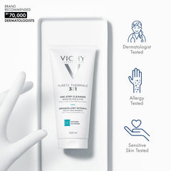 VICHY milky cleanser texture close-up demonstrating lightweight non-greasy feel