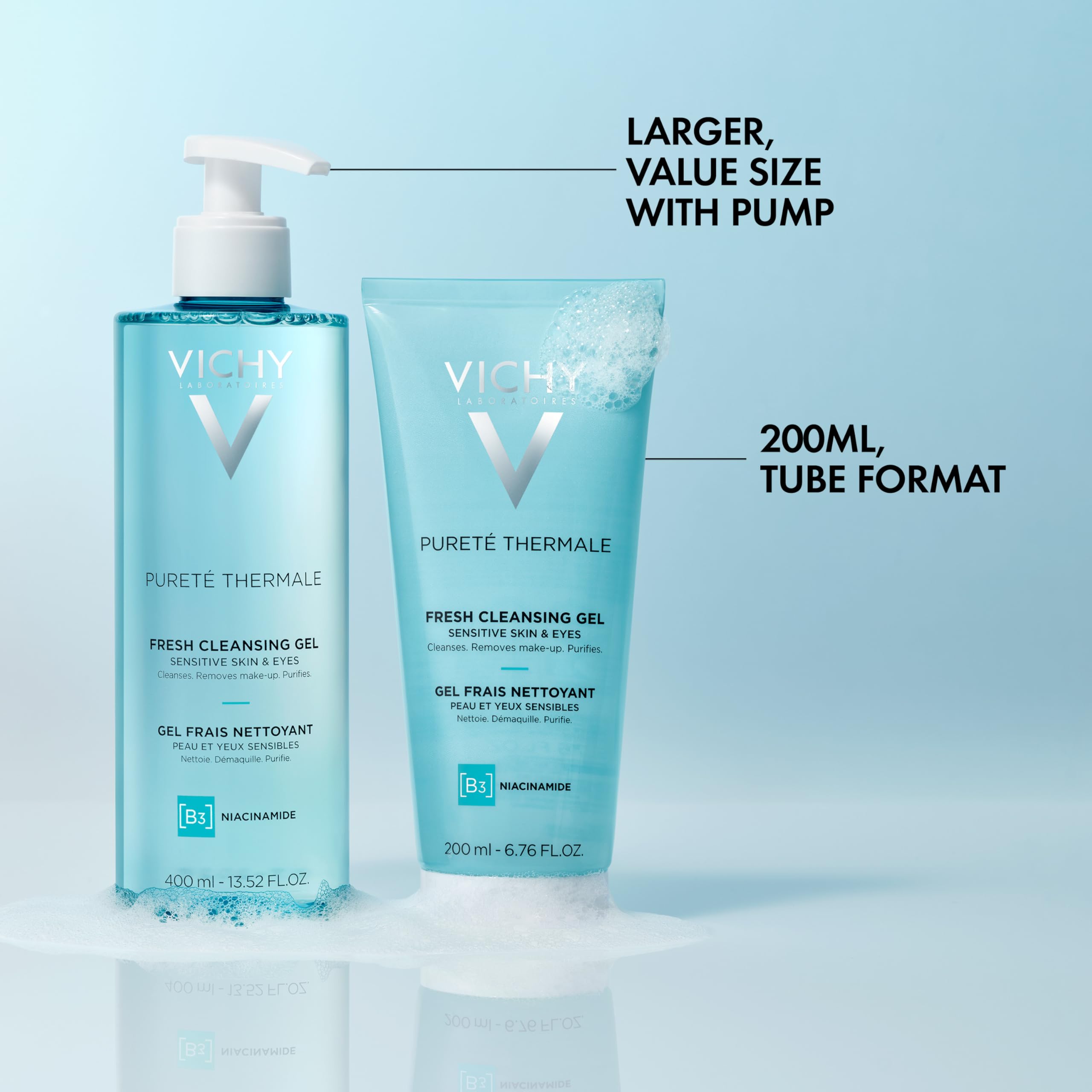 VICHY rinsing under water to show easy rinse-off benefit