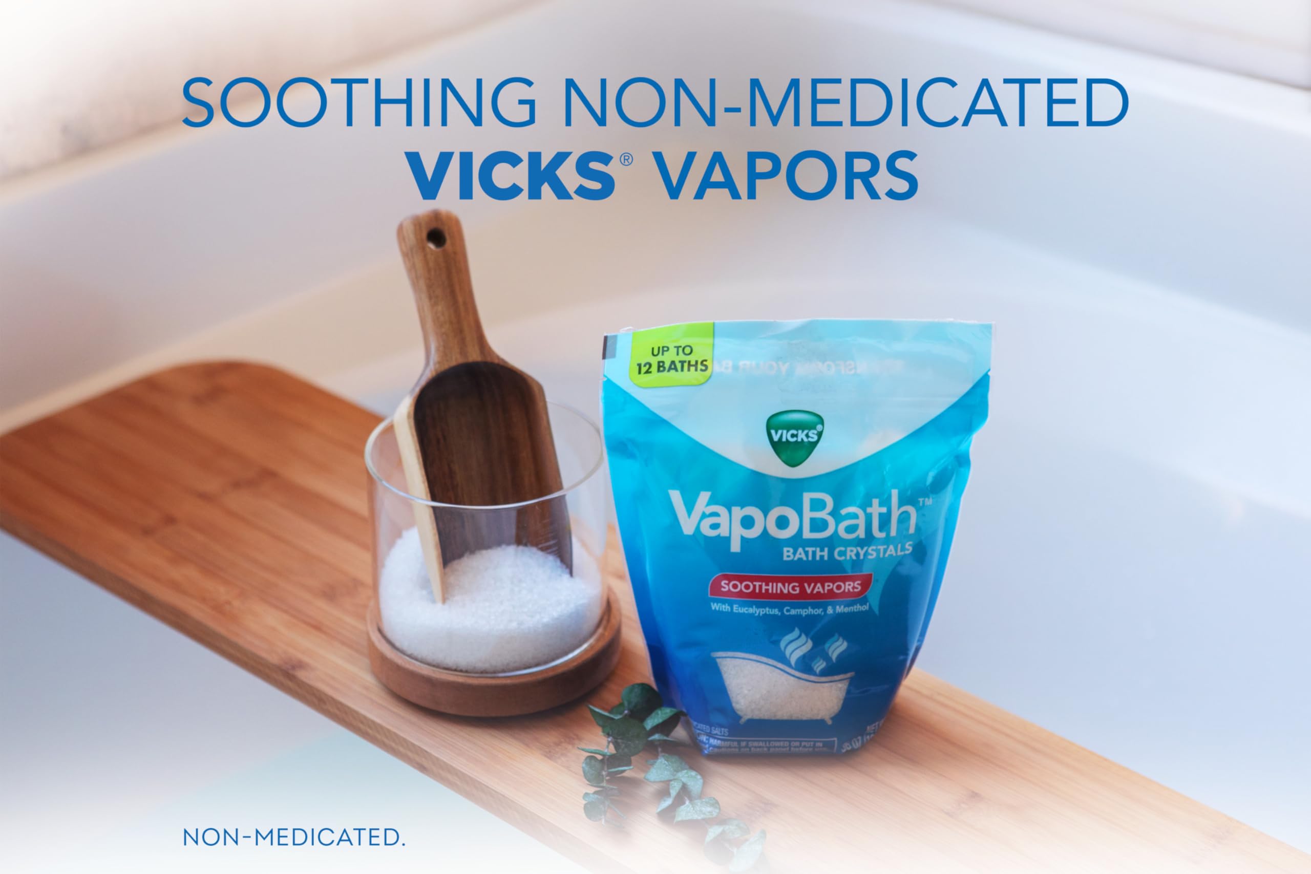 Vicks VapoBath setup showing pour into tub for relaxation.