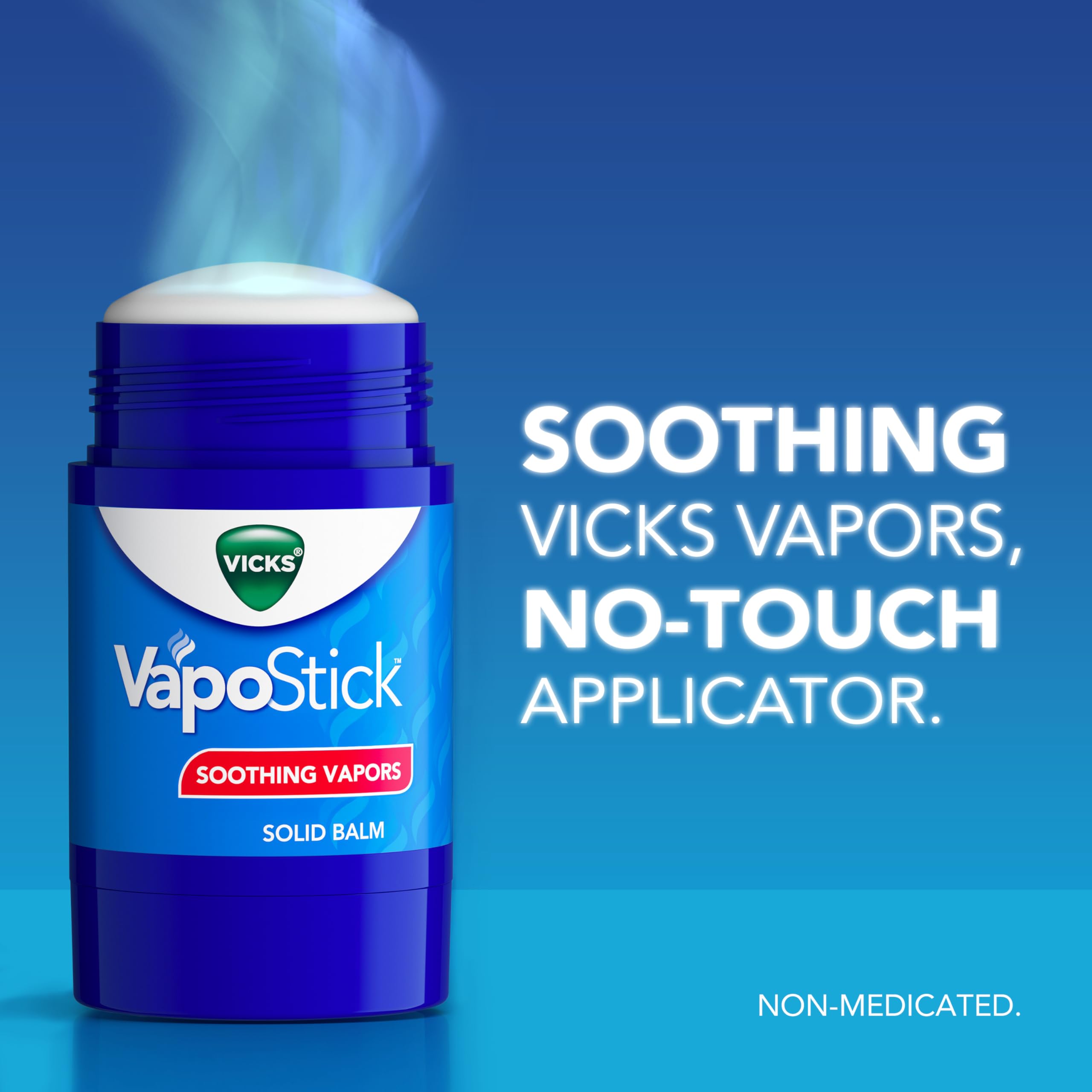 Vicks VapoStick clear-on-skin formula shows quick-drying, non-greasy feel.