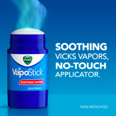 Vicks VapoStick clear-on-skin formula shows quick-drying, non-greasy feel.