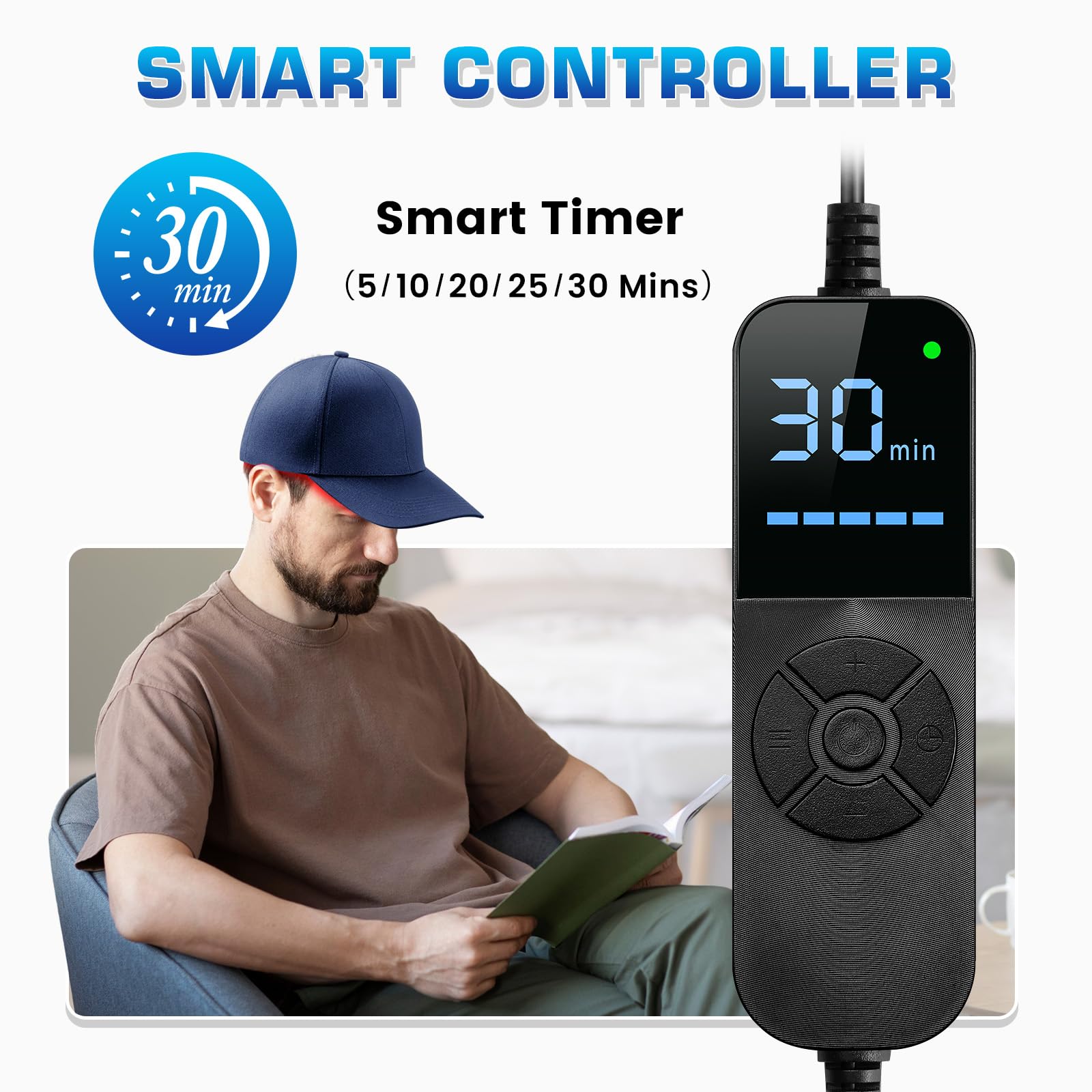 Viconor Laser Cap front view shows compact, wearable design for daily use
