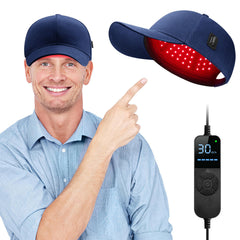 Viconor Laser Cap on head blue delivers hands-free scalp therapy for hair growth