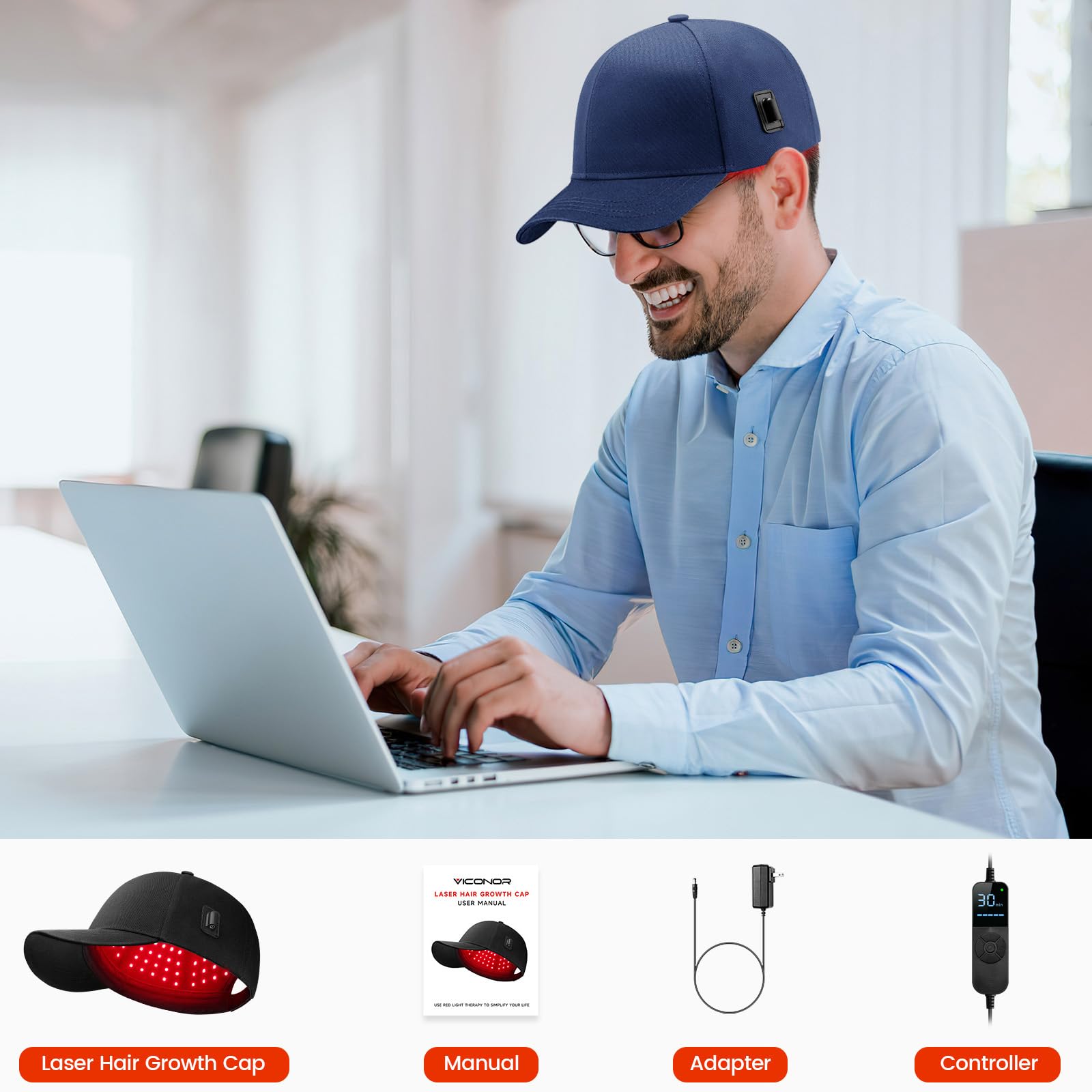 Viconor Laser Cap wearable design offers a comfortable fit for extended wear