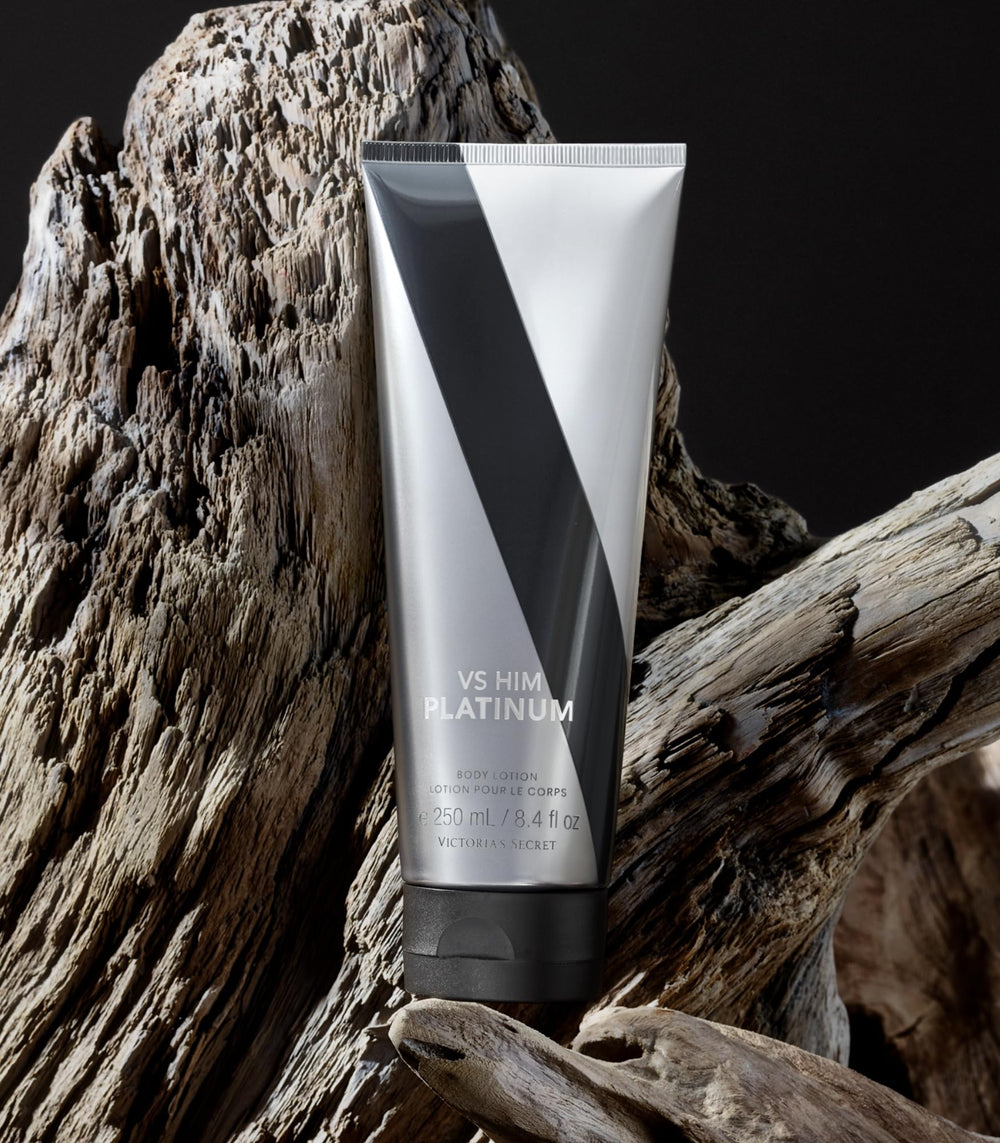 Victoria's Secret VS Him Platinum packaging highlighting premium grooming