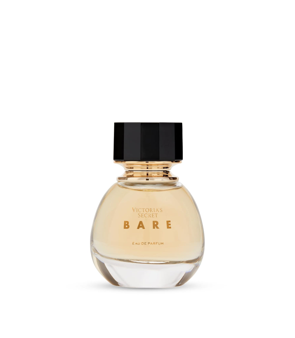 Victoria's Secret Bare note-list close-up reveals sandalwood, mandarin, violet for a woody floral profile.
