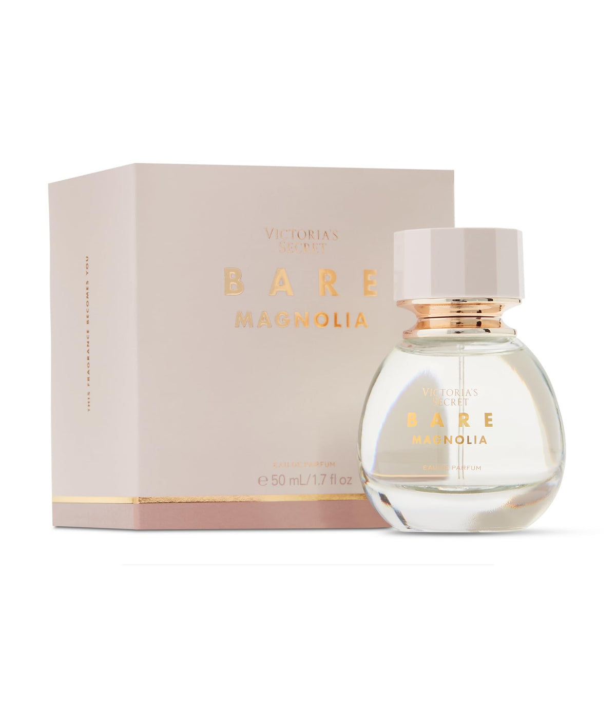 Victoria's Secret Bare Magnolia bottle closeup shows premium packaging and signature creamy floral scent.