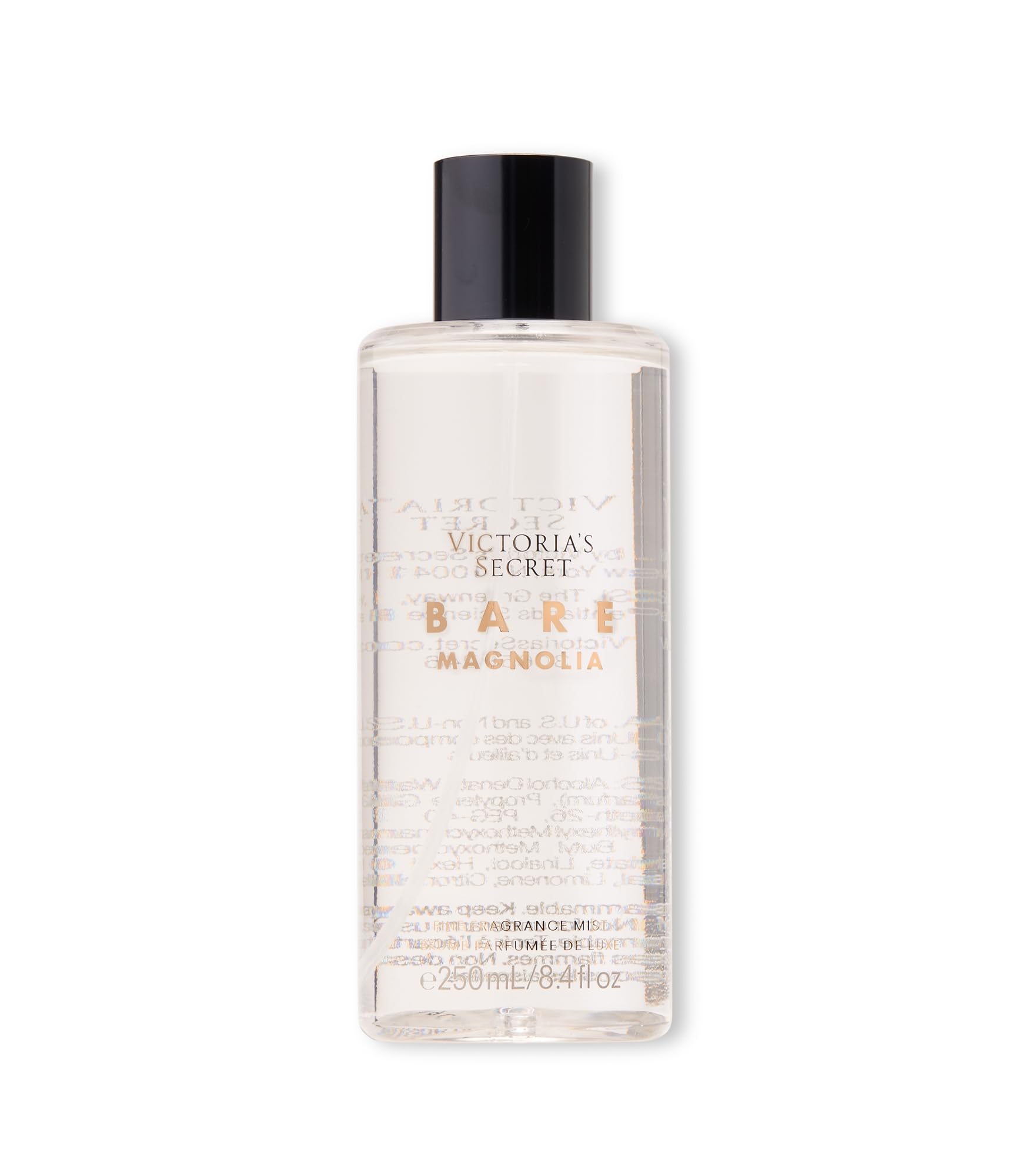 Victoria's Secret Bare Magnolia fragrance mist bottle highlighting delicate floral bloom for everyday refreshment.