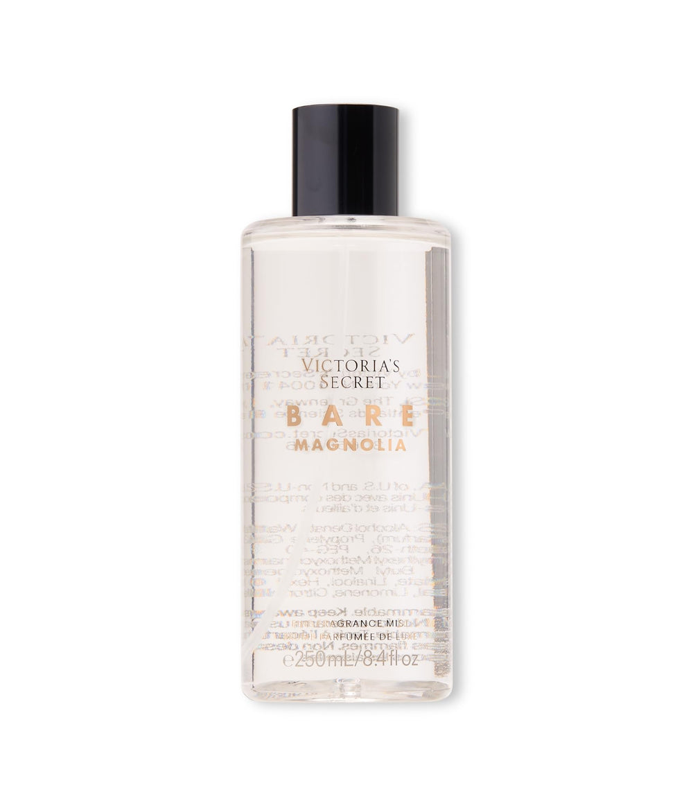 Victoria's Secret Bare Magnolia fragrance mist bottle highlighting delicate floral bloom for everyday refreshment.