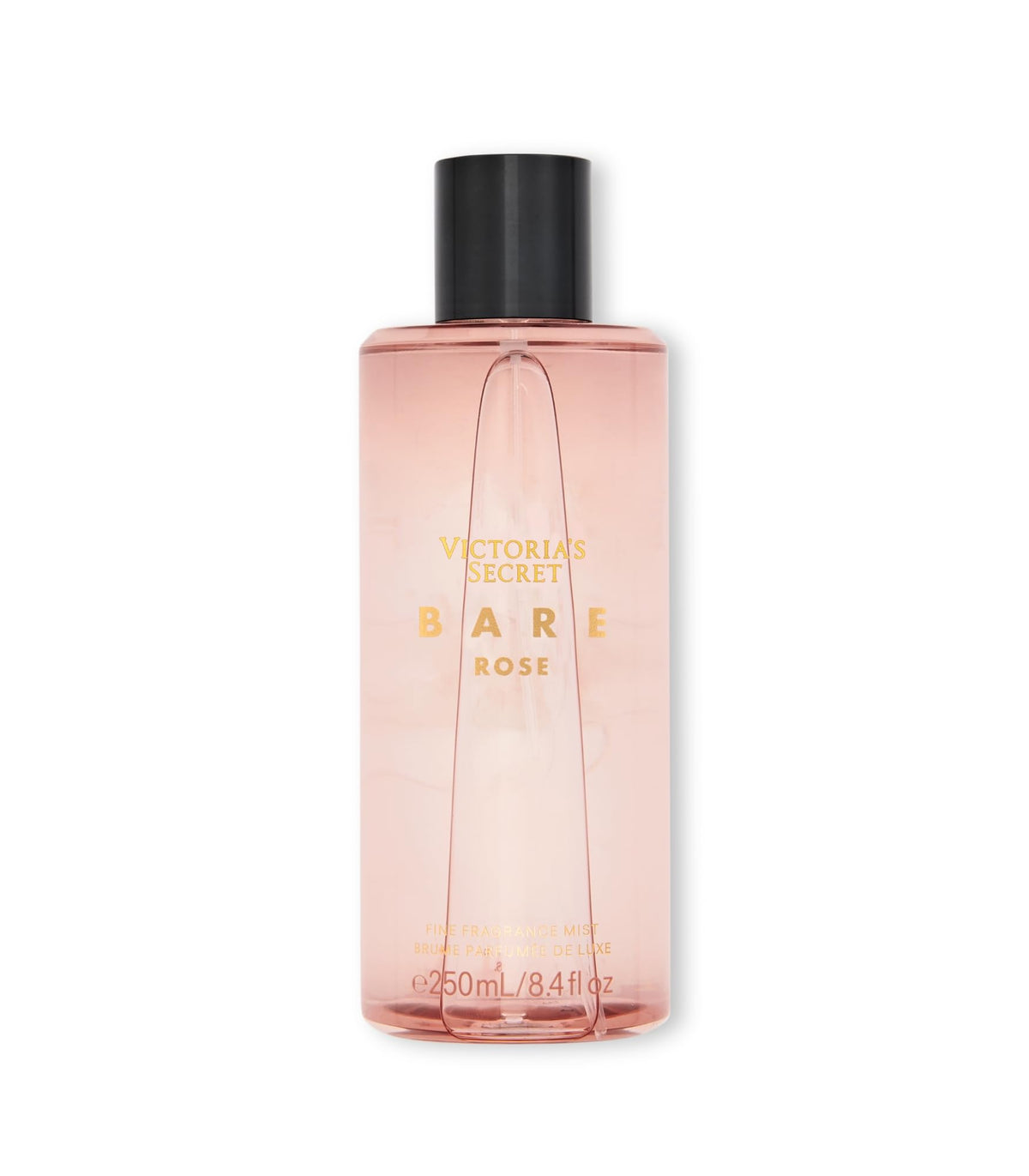 Victoria's Secret Bare Rose fragrance mist bottle front offers daily floral warmth for daily use.
