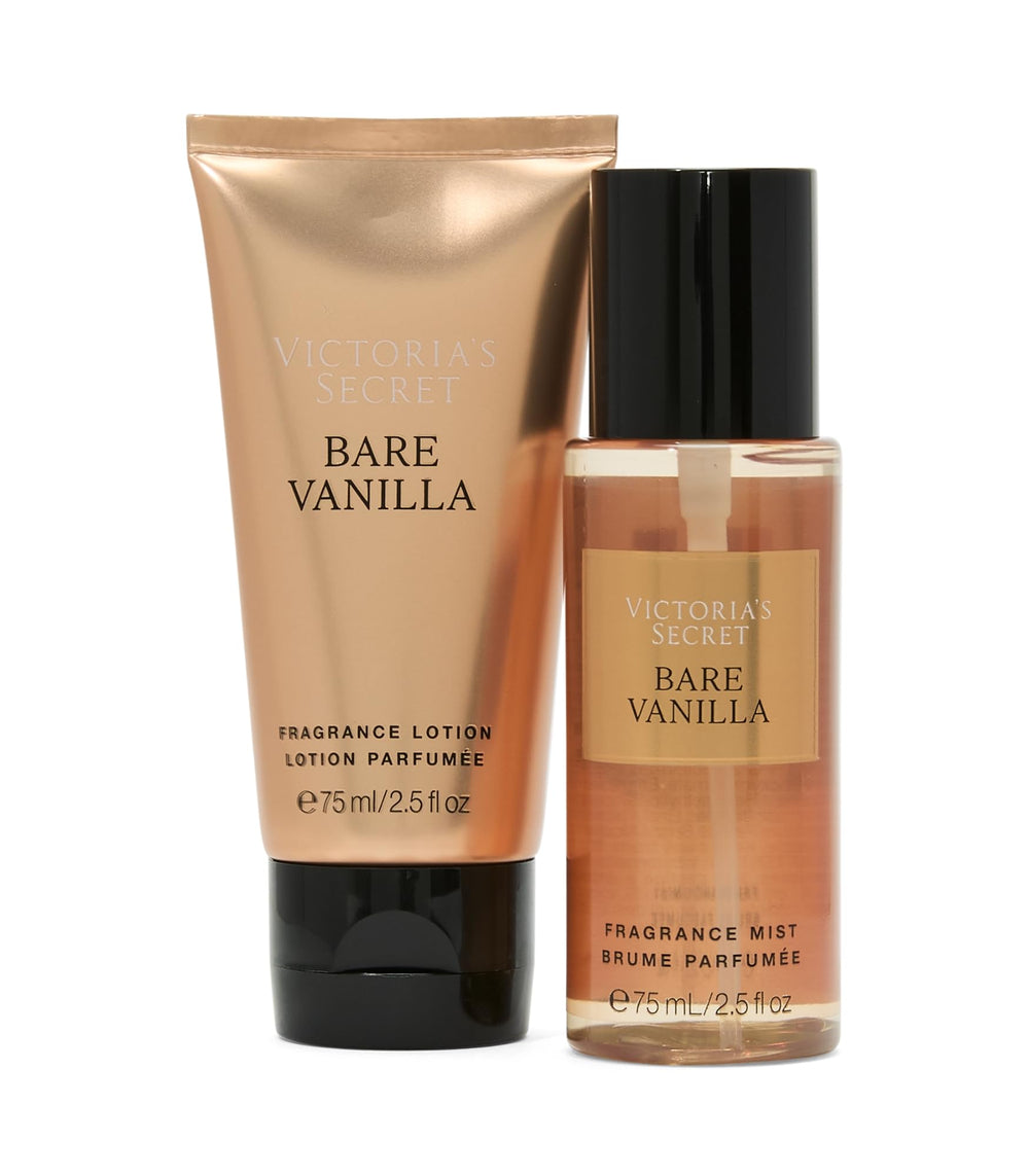 Victoria's Secret Bare Vanilla gift set flat lay arranged for gifting and self-care.