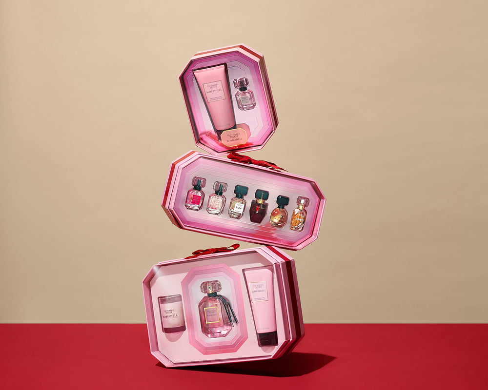 Victoria's Secret Bombshell mini fragrance duo purple passion fruit note for vibrant scent.