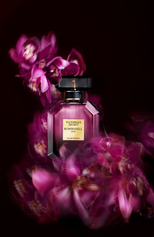 Victoria's Secret Bombshell Oud peony heart reveals a soft floral core.