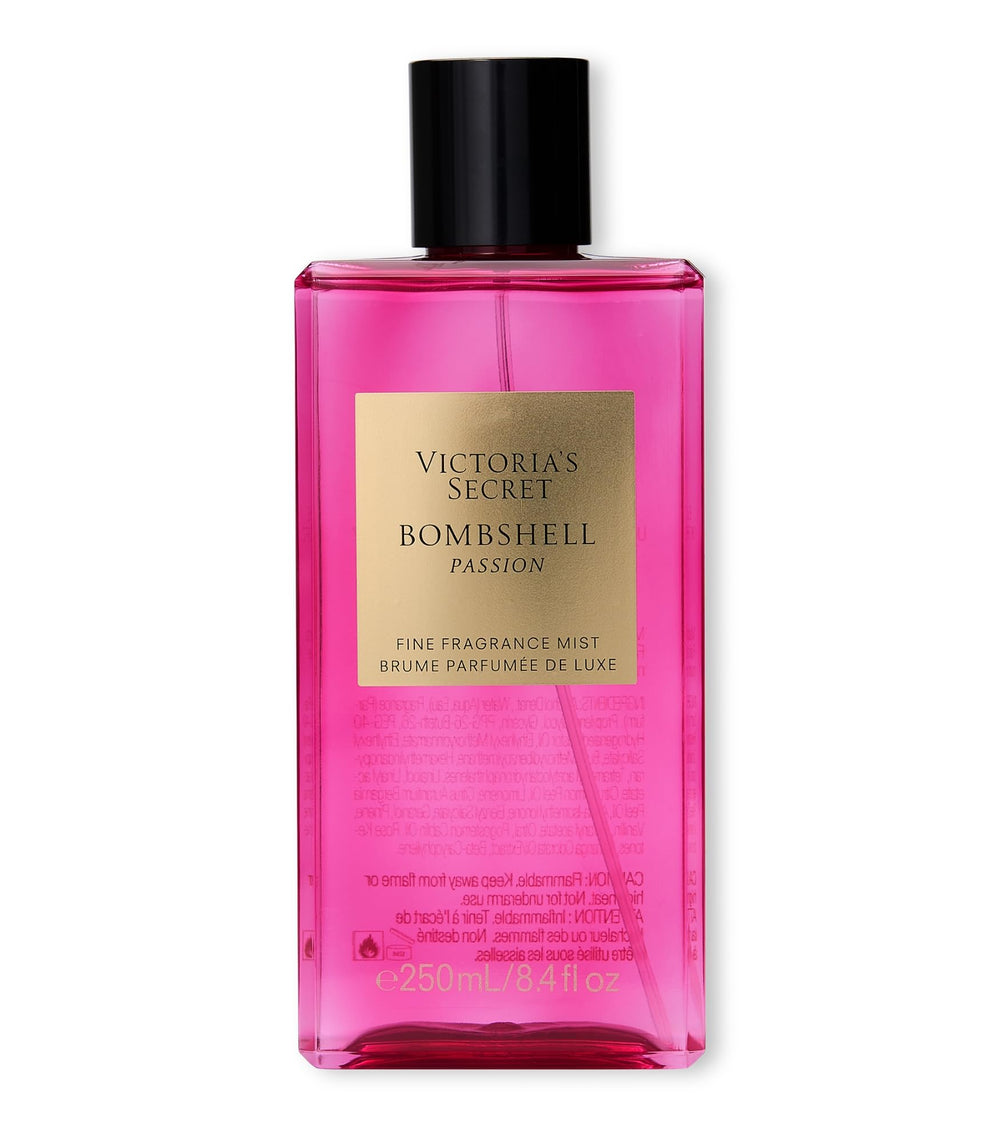 Victoria's Secret Bombshell Passion Mist bottle ready for daily floral refresh.