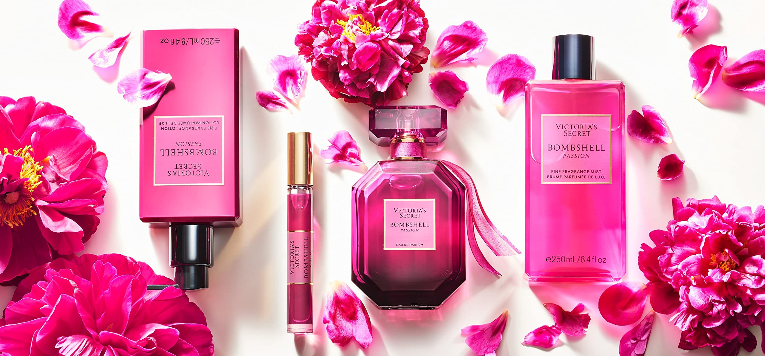 Victoria's Secret Bombshell Passion Mist spray bottle for on-the-go fragrance throughout the day.