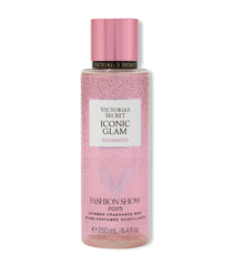 Victoria's Secret Fashion Show Iconic Glam Shimmer Mist bottle close-up for radiant, long-lasting scent.
